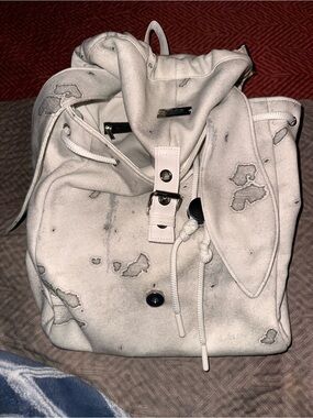 White Distressed Canvas Crossbody Backpack - Unbranded
